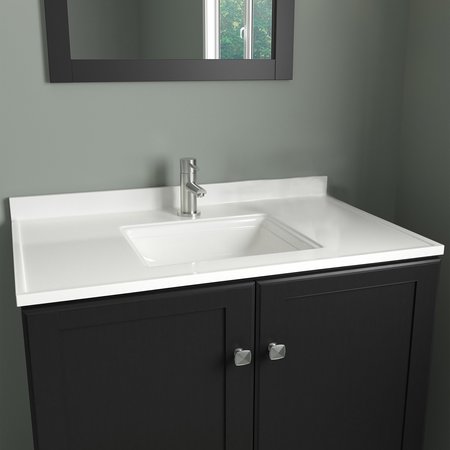 Design House Camilla 61" Cultured Marble Vanity Top, Solid White with Basin 557660